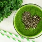 kale seeds on top of a kale shake