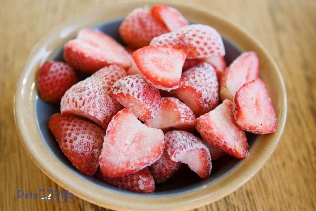 a bunch of frozen strawberries