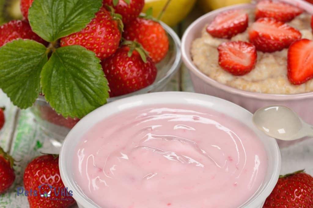 an open pack of strawberry yogurt