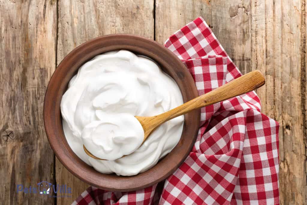 yogurt on a wooden bowl