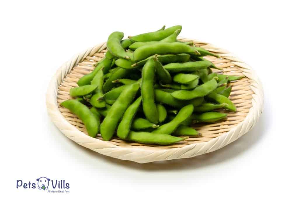 edamame on a woven plate