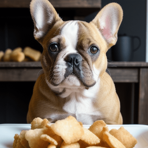 A bulldog with pork rinds -The dangers of feeding pork rinds
