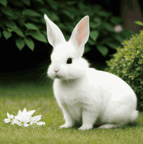 An albino rabbit posing cutely