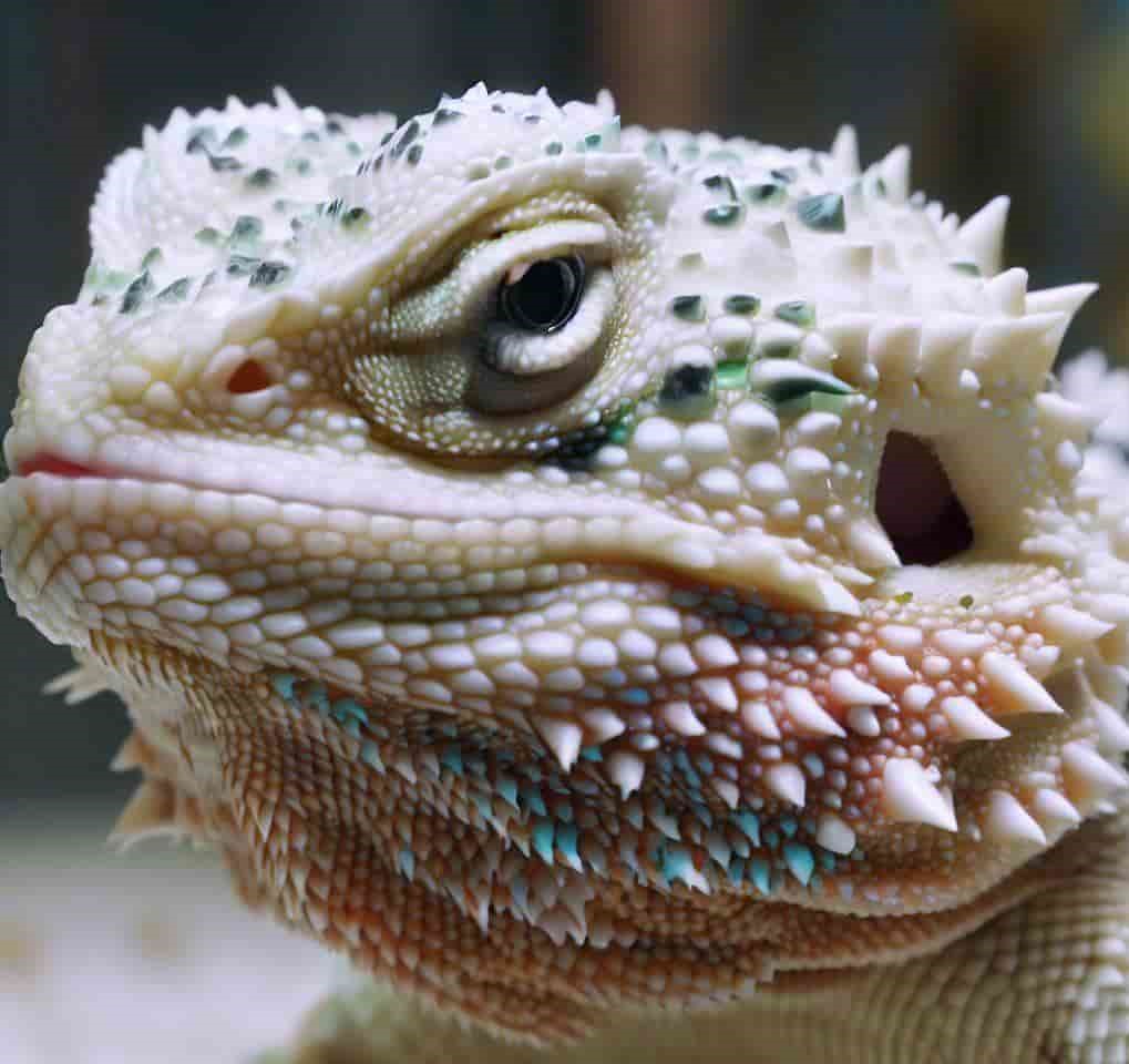 Bearded dragon with bacterial-infected skin