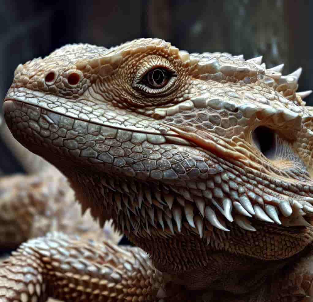 Bearded dragon with dry and dehydrated skin