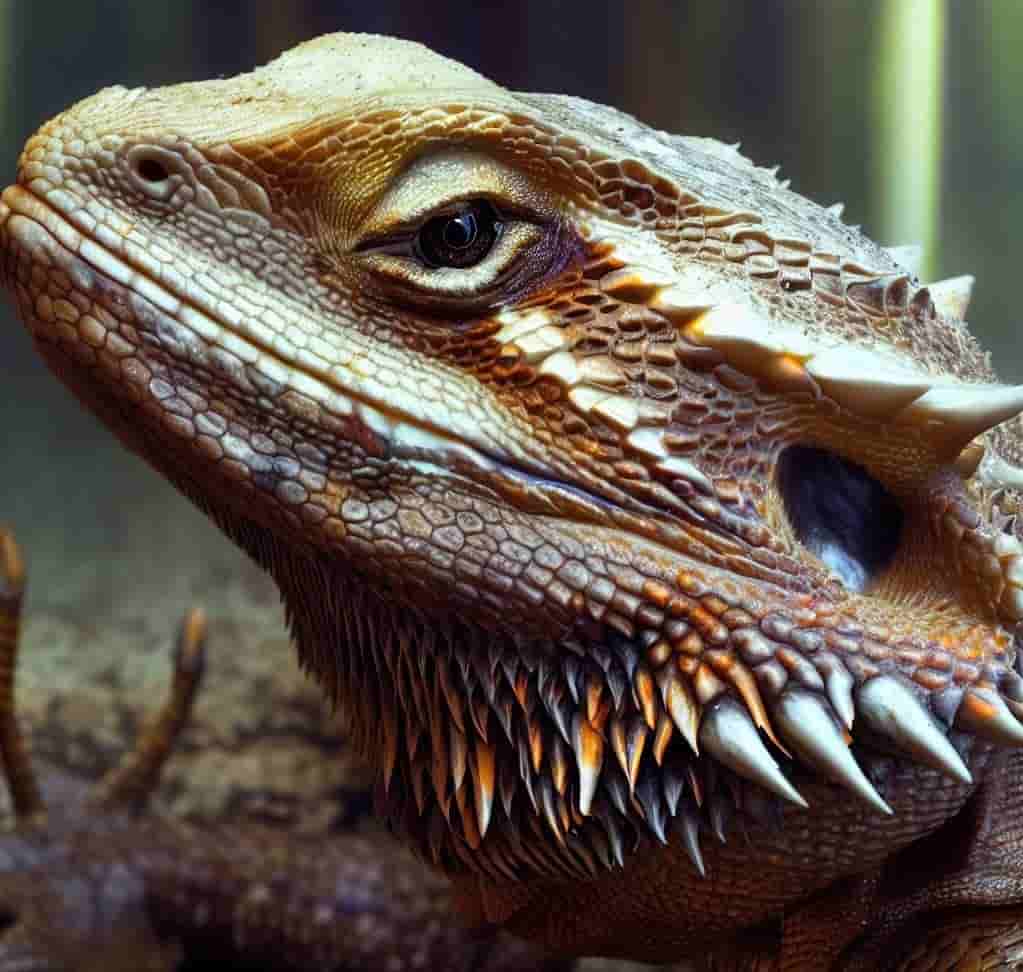 Bearded dragon with thermal-burned skin