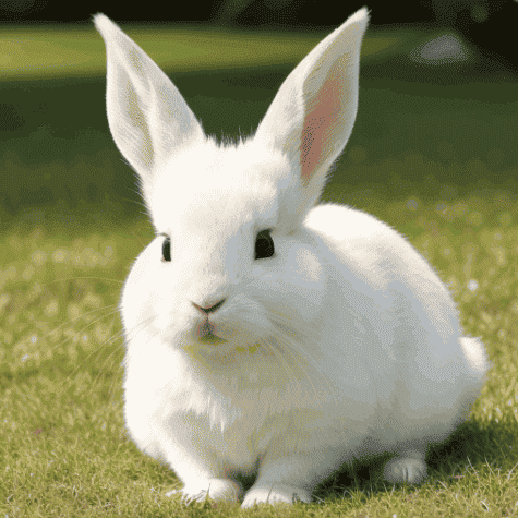 Charming albino rabbit in a relaxed pose