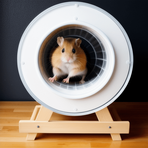 Hamster on its exercise wheel