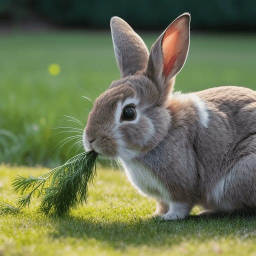 Rabbit eating dill