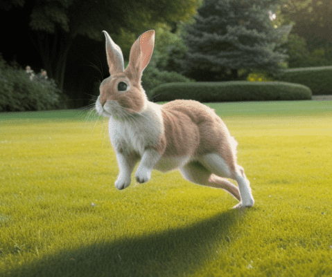 Rabbit jumping in the grass