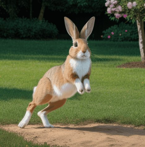 Rabbit showing its jumping abilities