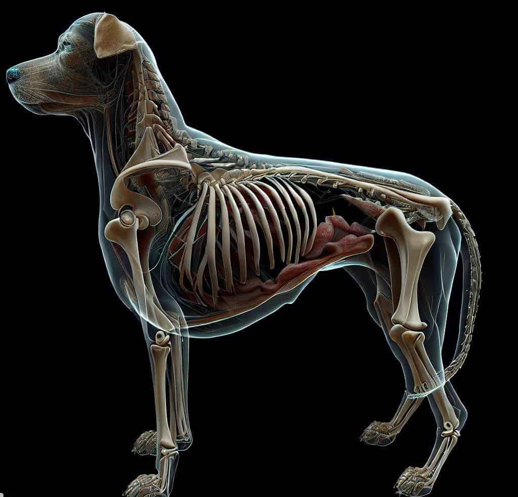 The internal anatomy of the female dog's body