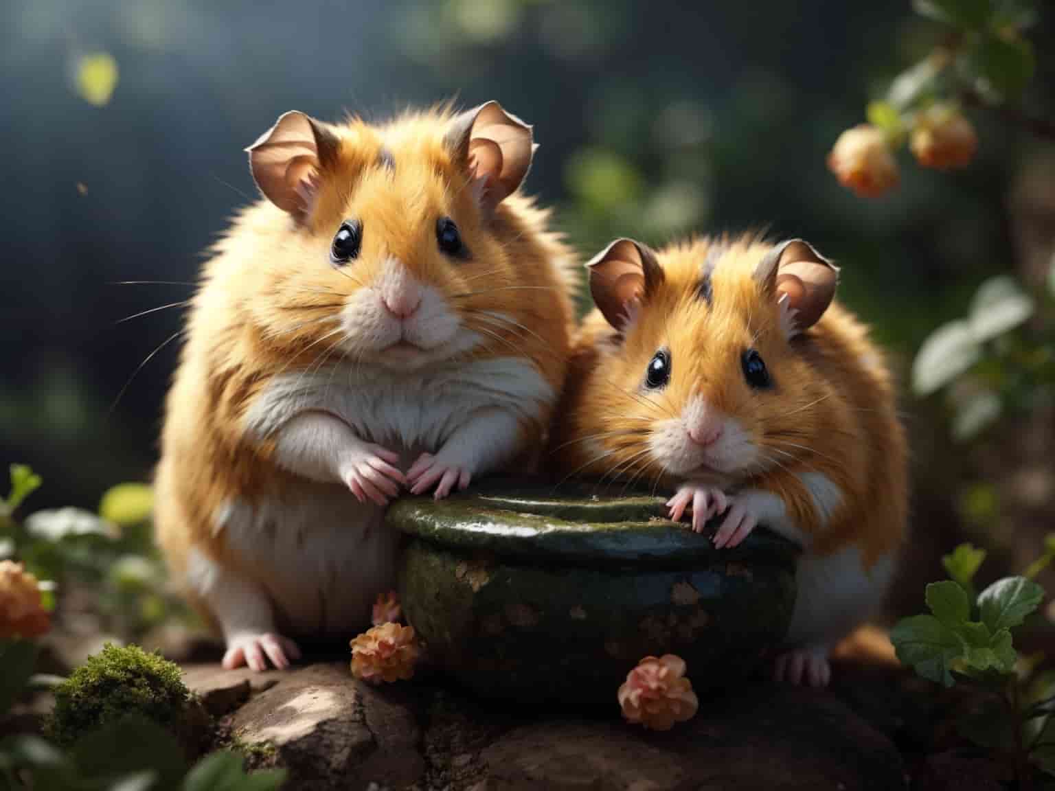Two beautiful djungarian hamsters
