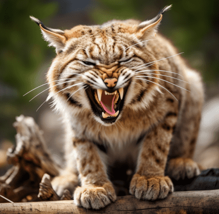 An aggressive Bobcat in the wild