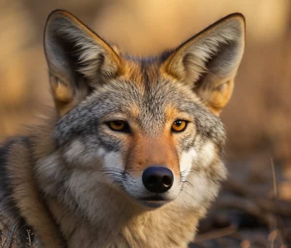 An alert coyote standing in a natural habitat